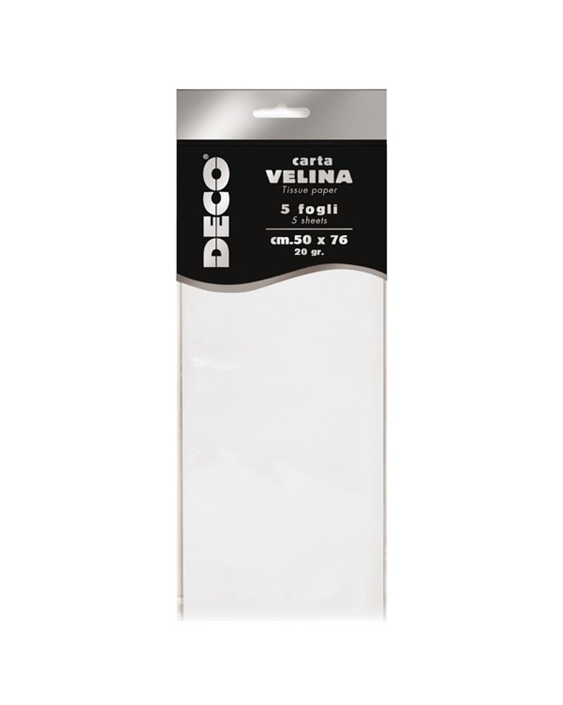 Busta 5 fogli carta velina 20gr 50x76cm bianco perlescente CWR