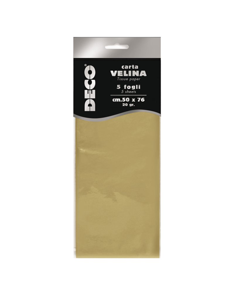 Busta 5 fogli carta velina 20gr 50x76cm oro perlescente CWR