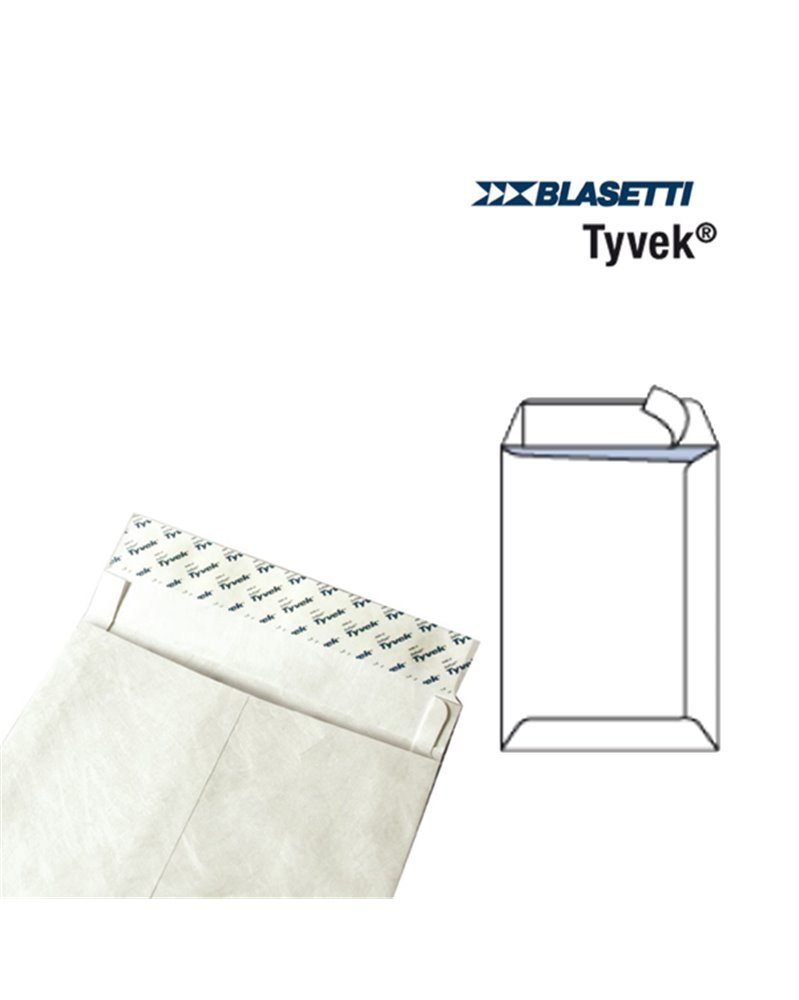 100 BUSTE A SACCO TYVEK 250X353MM 55GR C/STRIP