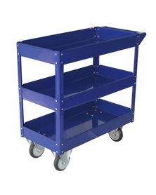 CARRELLO C/RUOTE IN ACCIAIO VERNICIATO BLU 3 RIPIANI 84X41cm H 82cm