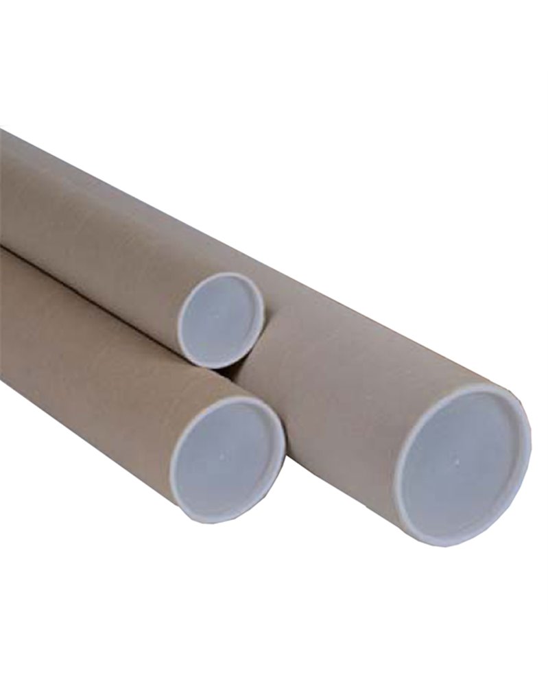 TUBO IN CARTONE AVANA doppio tappo trasparente 50cm Ã˜10cm