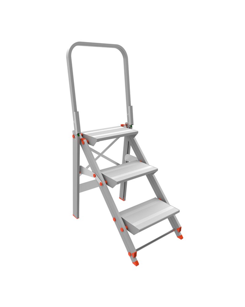 SCALA SGABELLO ALLUMINIO 3 GRADINI con PARAPETTO Class piU'