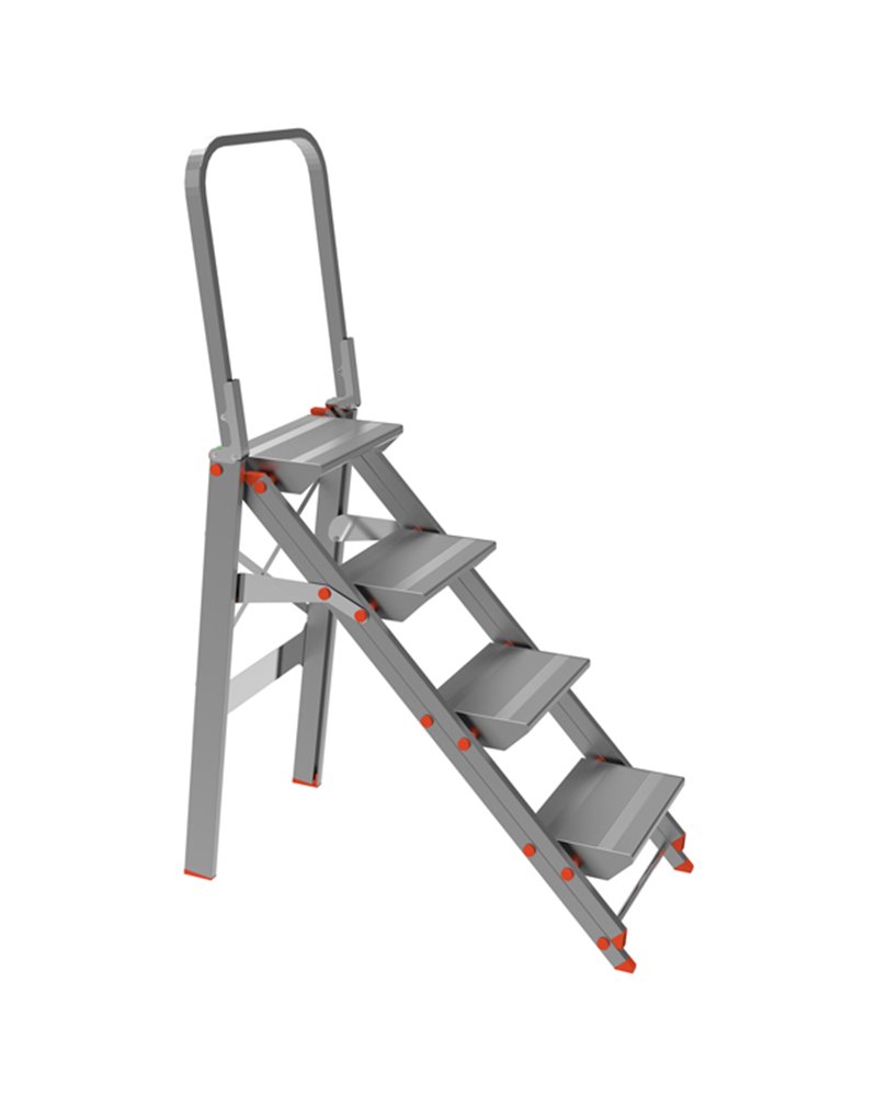 SCALA SGABELLO ALLUMINIO 4 GRADINI con PARAPETTO Class piU'