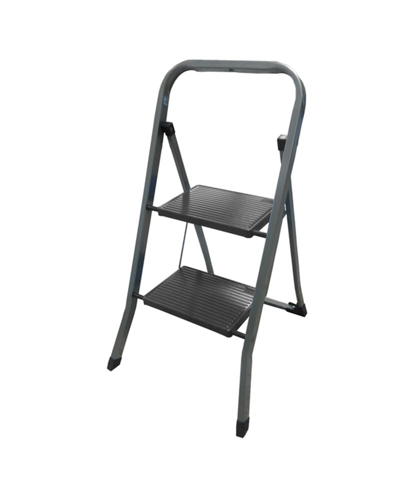 Scala sgabello a 2 gradini in acciaio verniciato grigio DalI'