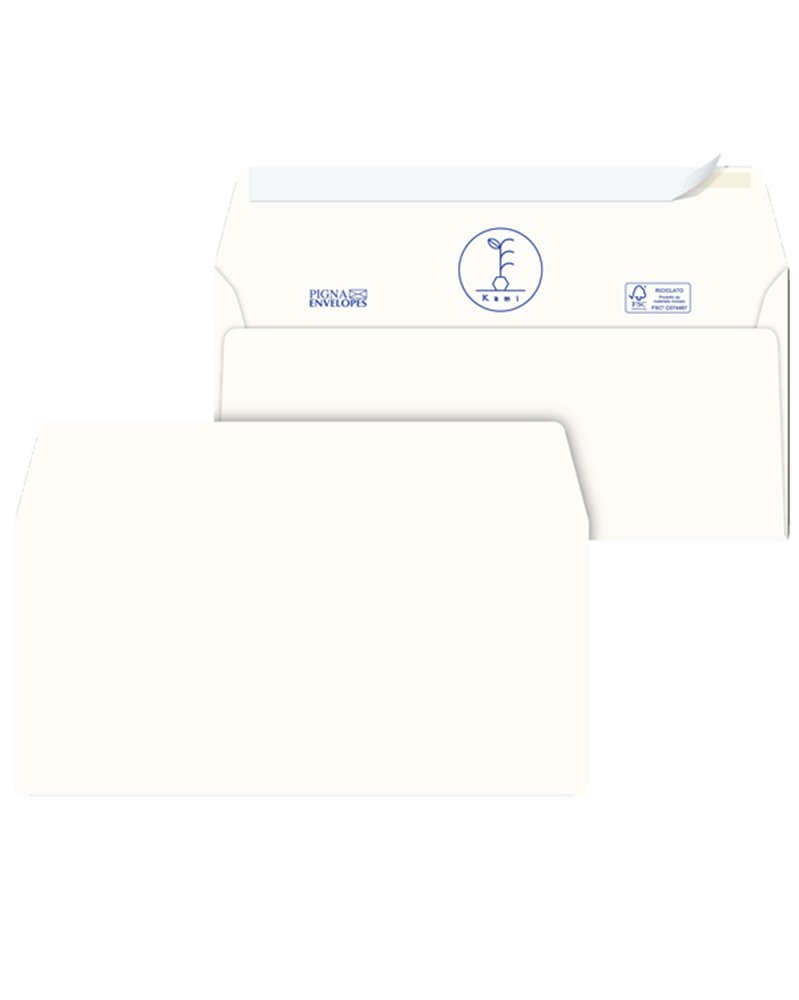 500 Buste bianche carta riciclata strip 110X230mm S/Finestra 100GR Kami Pigna
