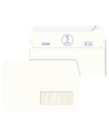500 Buste bianche carta riciclata strip 110X230mm con Finestra 100GR Kami Pigna