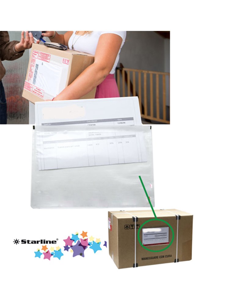100 BUSTE PORTADOCUMENTI ADESIVA 230x125MM STARLINE