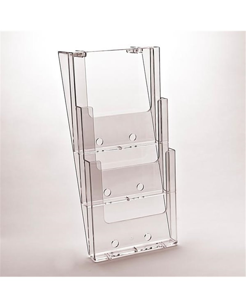 PORTA DEPLIANT A 3 TASCHE A4 DA PARETE TRASPARENTE