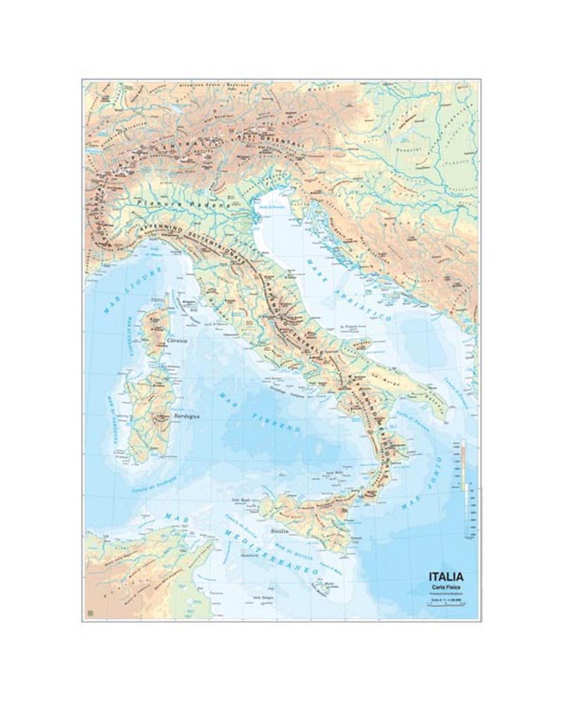 CARTA GEOGRAFICA SCOLASTICA MURALE ITALIA BELLETTI