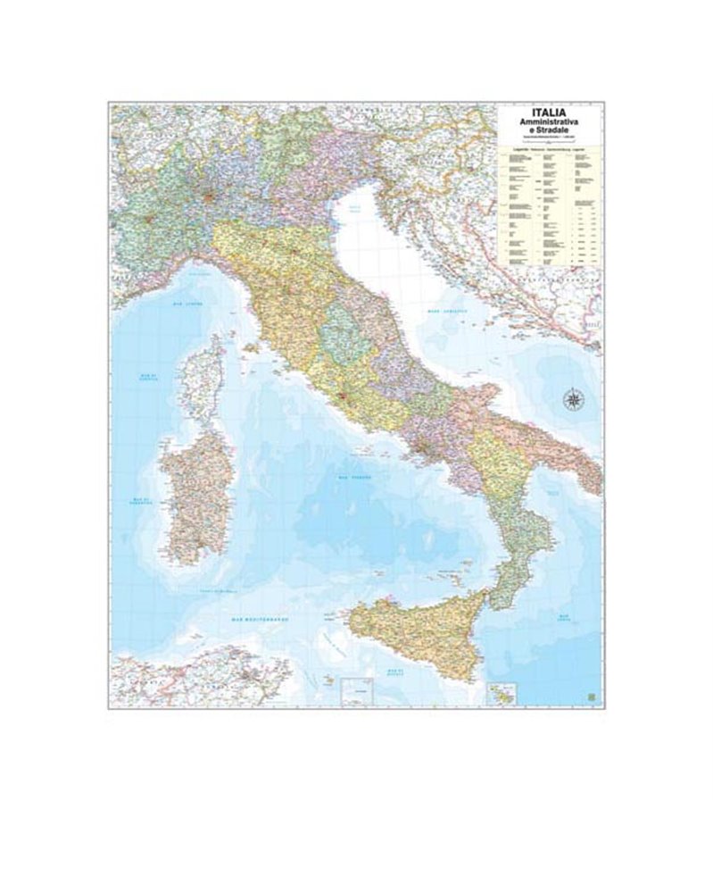 CARTA GEOGRAFICA MURALE ITALIA 97X122CM BELLETTI