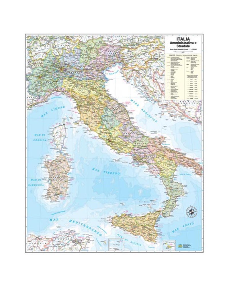 CARTA GEOGRAFICA MURALE ITALIA 67X85CM BELLETTI