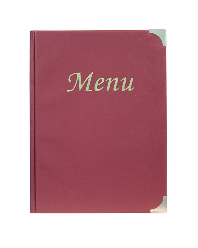 PORTA MENU' A4-31,5x24cm BORDEAUX in PVC BASIC con 4+2 BUSTE FISSE