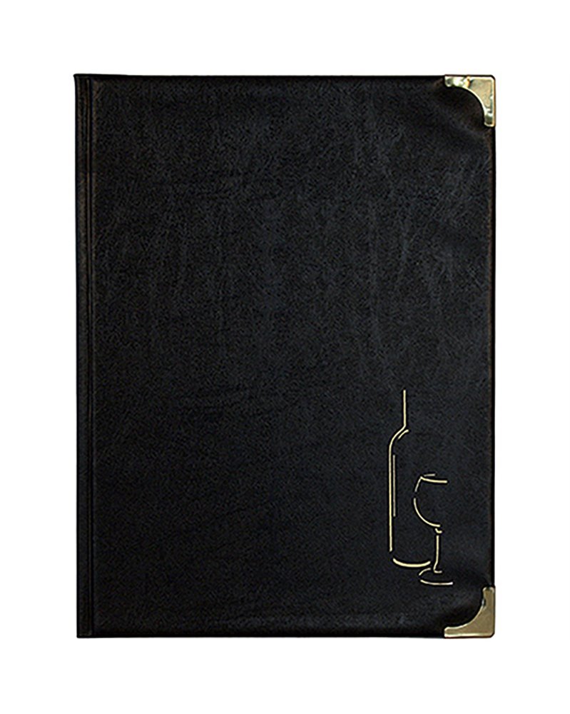 CARTA DEI VINI A4-31,5x24cm NERO in PVC BASIC con 4+2 BUSTE FISSE