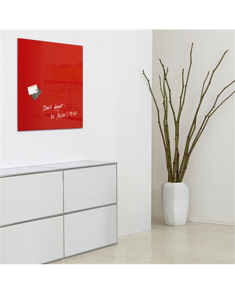 LAVAGNA MAGNETICA in VETRO 48x48cm ROSSO artverumÂ® Sigel