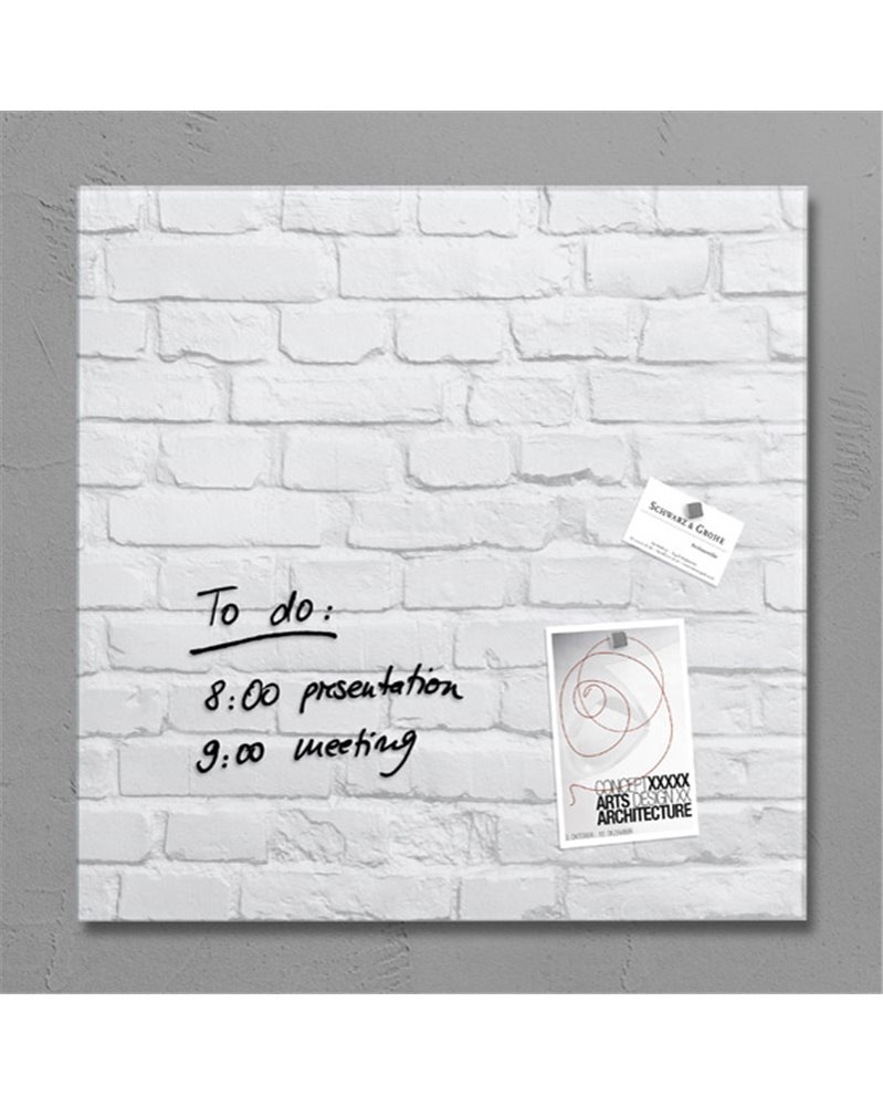 LAVAGNA MAGNETICA in VETRO 48x48cm PIETRA BIANCA artverumÂ® Sigel