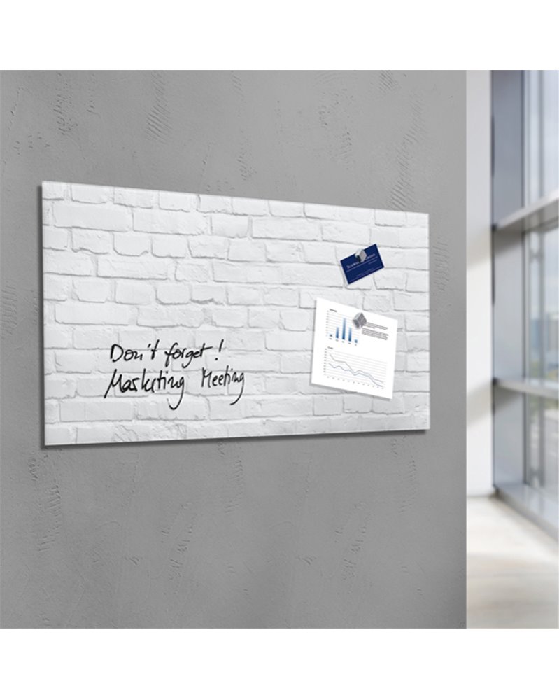 LAVAGNA MAGNETICA in VETRO 46x91cm PIETRA BIANCA artverumÂ® Sigel