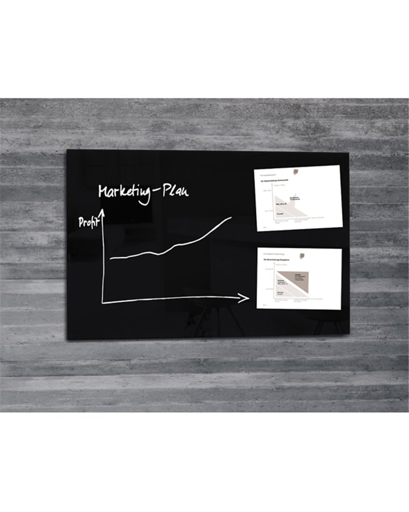 LAVAGNA MAGNETICA in VETRO 65x100cm NERO artverumÂ® Sigel