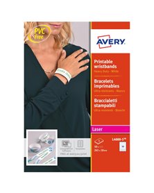 Braccialetti identificativi Bianco 5fg A4 265x18mm (10et/fg) laser Avery