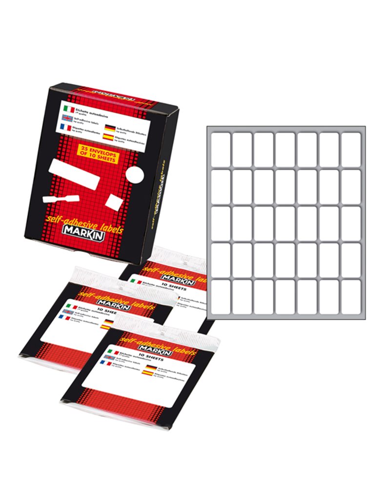 Etichetta adesiva bianca 27x15mm (10fogli x 35etichette) Markin