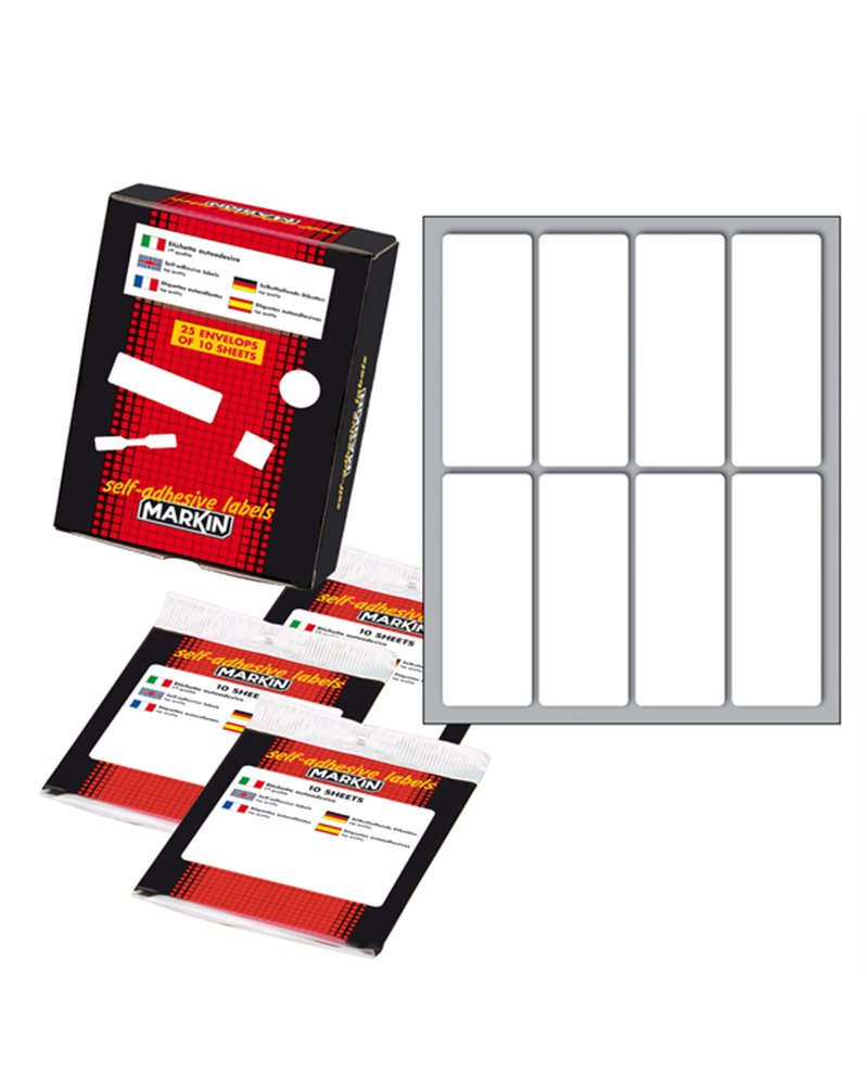 Etichetta adesiva bianca 70x27mm (10fogli x 8etichette) Markin