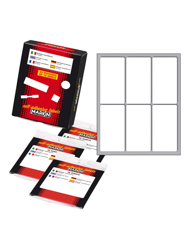 Etichetta adesiva bianca 70x37mm (10fogli x 6etichette) Markin