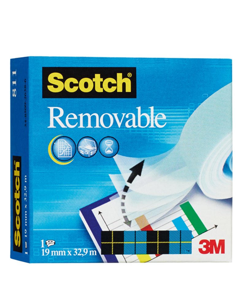 NASTRO ADESIVO ScotchÂ® Magicâ„¢ 811-1933 INVISIBILE RIMOVIBILE 19MMX33MT