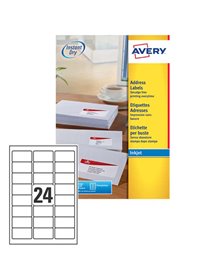 Etichetta adesiva J8159 bianca 25fg A4 63,5x33,9mm (24et/fg) inkjet Avery