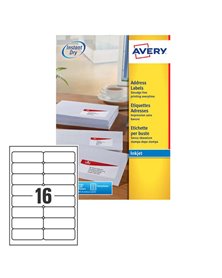 Etichetta adesiva J8162 bianca 25fg A4 99,1x33,9mm (16et/fg) inkjet Avery