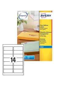 Poliestere adesivo J8563 trasparente 25fg A4 99,1X38,1 (14et/fg) Inkjet Avery