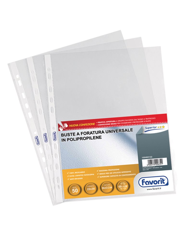50 BUSTE FORATE 22X30 1725/15 SUPERIOR B.A. FAVORIT