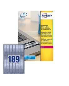 Poliestere adesivo L6008 argento 20fg A4 24,5x10mm (189et/fg) laser Avery