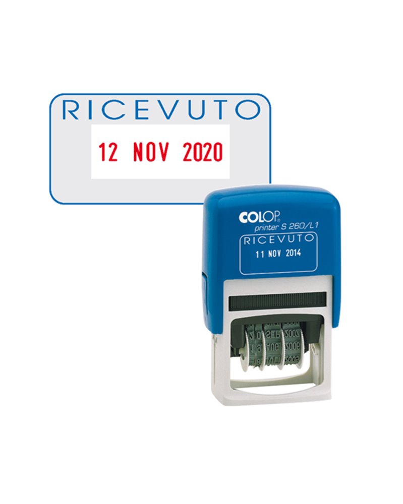 Timbro S260/L1 DATARIO + RICEVUTO 4mm autoinchiostrante COLOP