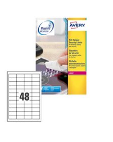 Poliestere adesivo L6113 bianco antim. 20fg A4 45,7x21,2mm (48et/fg) laser Avery