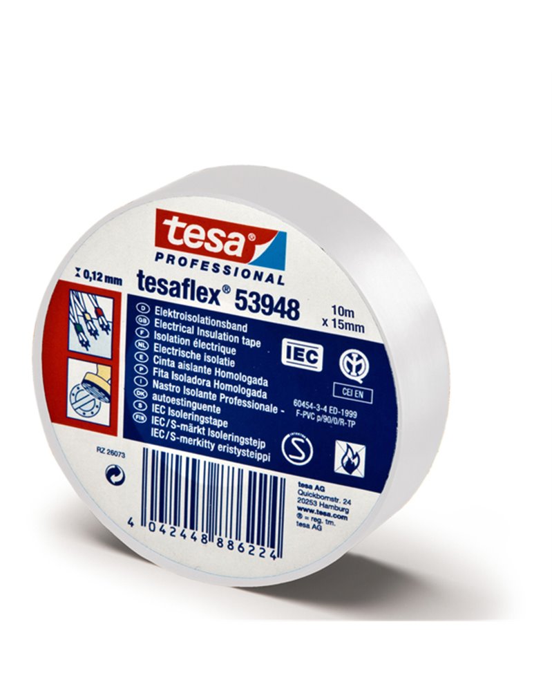 NASTRO ADESIVO ISOLANTE 10MTX15MM BIANCO PROFESSIONALE