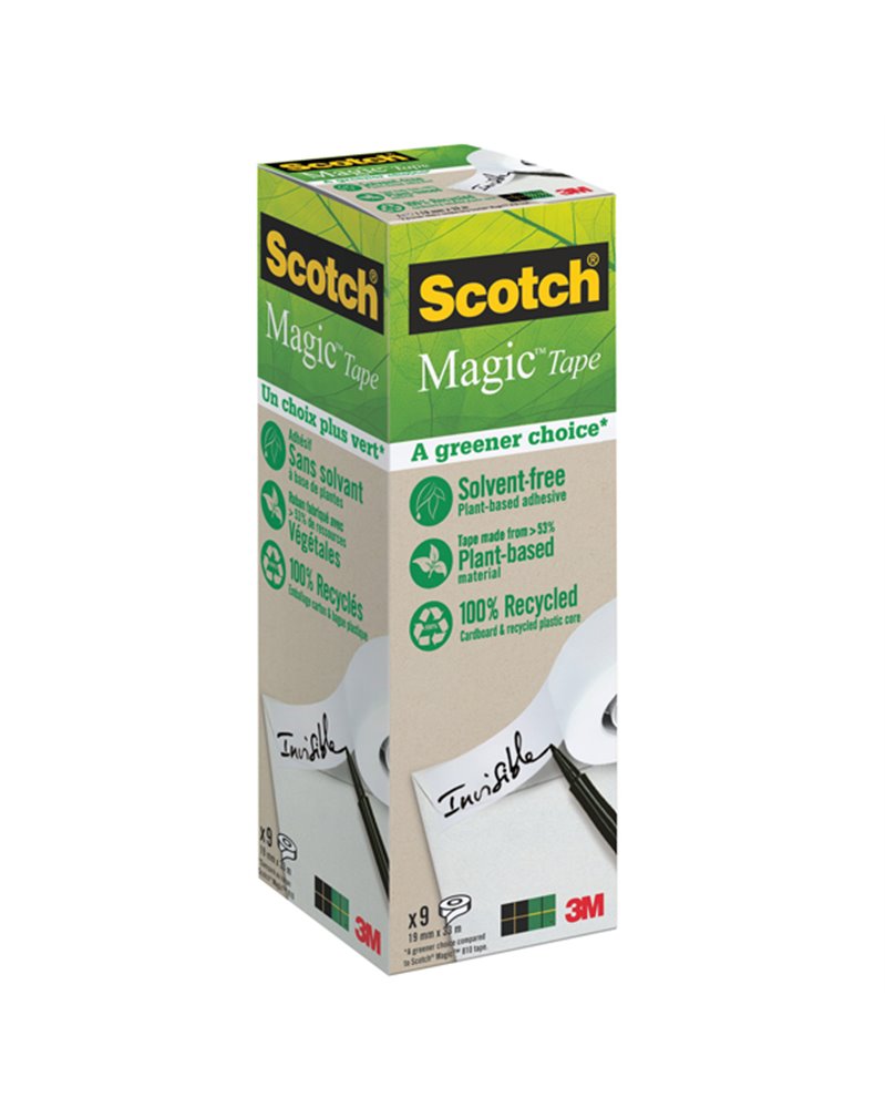 PACK 9 ROTOLI ScotchÂ® Magicâ„¢ 900 19X33 INVISIBILE ECOLOGICO