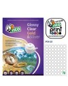 Poliestere adesivo PC4 trasparente 100fg A4 Ã˜25mm (70et/fg) laser Tico