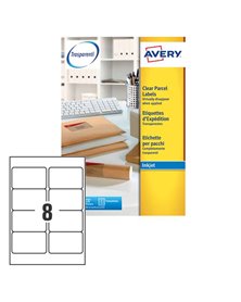 Poliestere adesivo J8565 trasparente 25fg A4 99,1x67,7mm (14et/fg) inkjet Avery