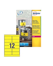 Poliestere adesivo L6107 giallo fluo 20fg A4 99,1x42,3mm (12et/fg) laser Avery