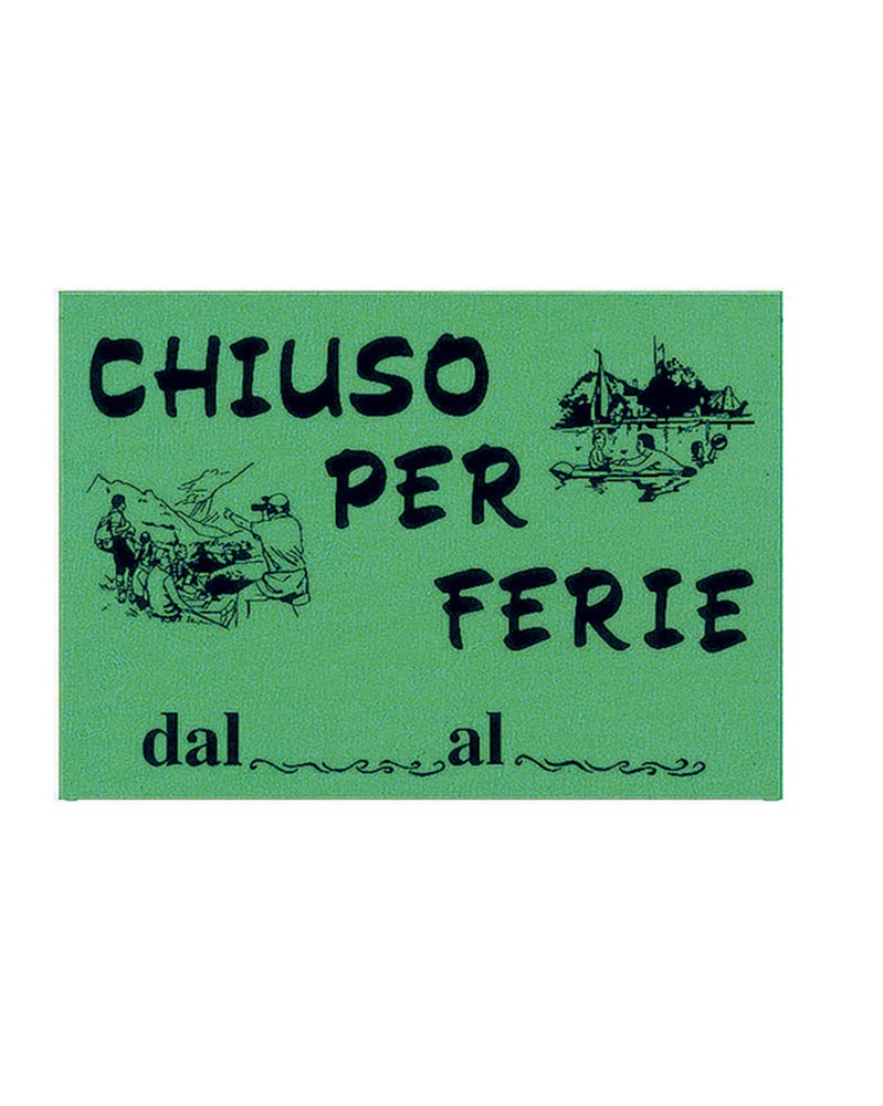 CARTELLO IN CARTONCINO 'CHIUSO PER FERIE' 16x23cm CWR 315/12