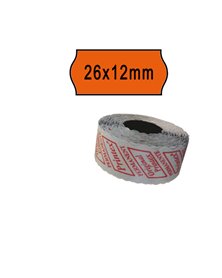 PACK 10 ROTOLI 1000 ETICH. 26x12mm ONDA ARANCIO PERM. Printex