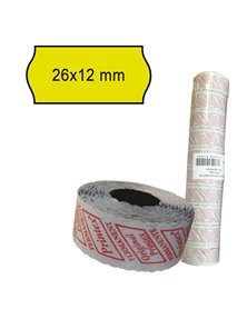 PACK 10 ROTOLI 1000 ETICH. 26x12mm ONDA GIALLO PERM. Printex