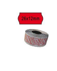 PACK 10 ROTOLI 1000 ETICH. 26x12mm ONDA ROSSO PERM. Printex