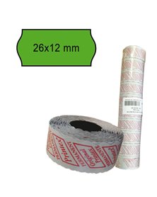 PACK 10 ROTOLI 1000 ETICH. 26x12mm ONDA VERDE PERM. Printex