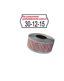 PACK 10 ROTOLI 1000 ETICH. 26x12mm ONDA "Da consumarsi..." BIANCO PERM. Printex