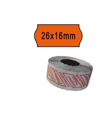 PACK 10 ROTOLI 1000 ETICH. 26x16mm ONDA ARANCIO PERM. Printex