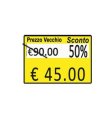 PACK 10 ROTOLI 600 ETICH. 26x19mm "Taglio prezzo..." GIALLO PERM. Printex