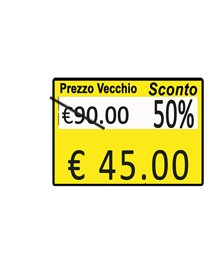 PACK 10 ROTOLI 600 ETICH. 26x19mm "Taglio prezzo..." GIALLO REMOV. Printex