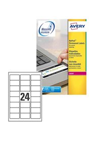 Poliestere adesivo L6146 bianco antim. 20fg A4 63,5x33,9mm (24et/fg) laser Avery