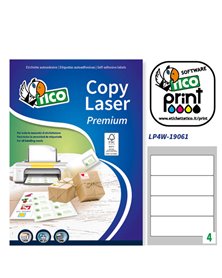 Etichetta adesiva LP4W bianca 100fg A4 190x61mm (4et/fg) Laser Tico