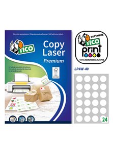 Etichetta adesiva LP4W bianca 100fg A4 tonda Ã˜40mm (24et/fg) Laser Tico